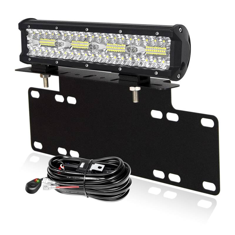 PICAA 12 Zoll 240W LED Lightbar mit Halterung 12V Kabelbaum, 3 Rows LED-Lichtleiste Lichtbalken Arbeitsscheinwerfer 6000K Weiß Wasserdicht für Auto Offroad 4x4 LKW Traktor von PICAA