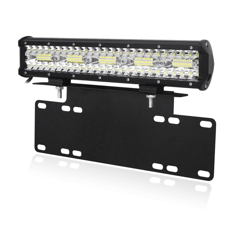 PICAA 15 Zoll 300W LED Lightbar mit Kennzeichenhalterung, 3 Rows LED-Lichtleiste Lichtbalken Arbeitsscheinwerfer 12V 24V 6000K Weiß Wasserdicht für Auto Offroad 4x4 LKW Traktor von PICAA