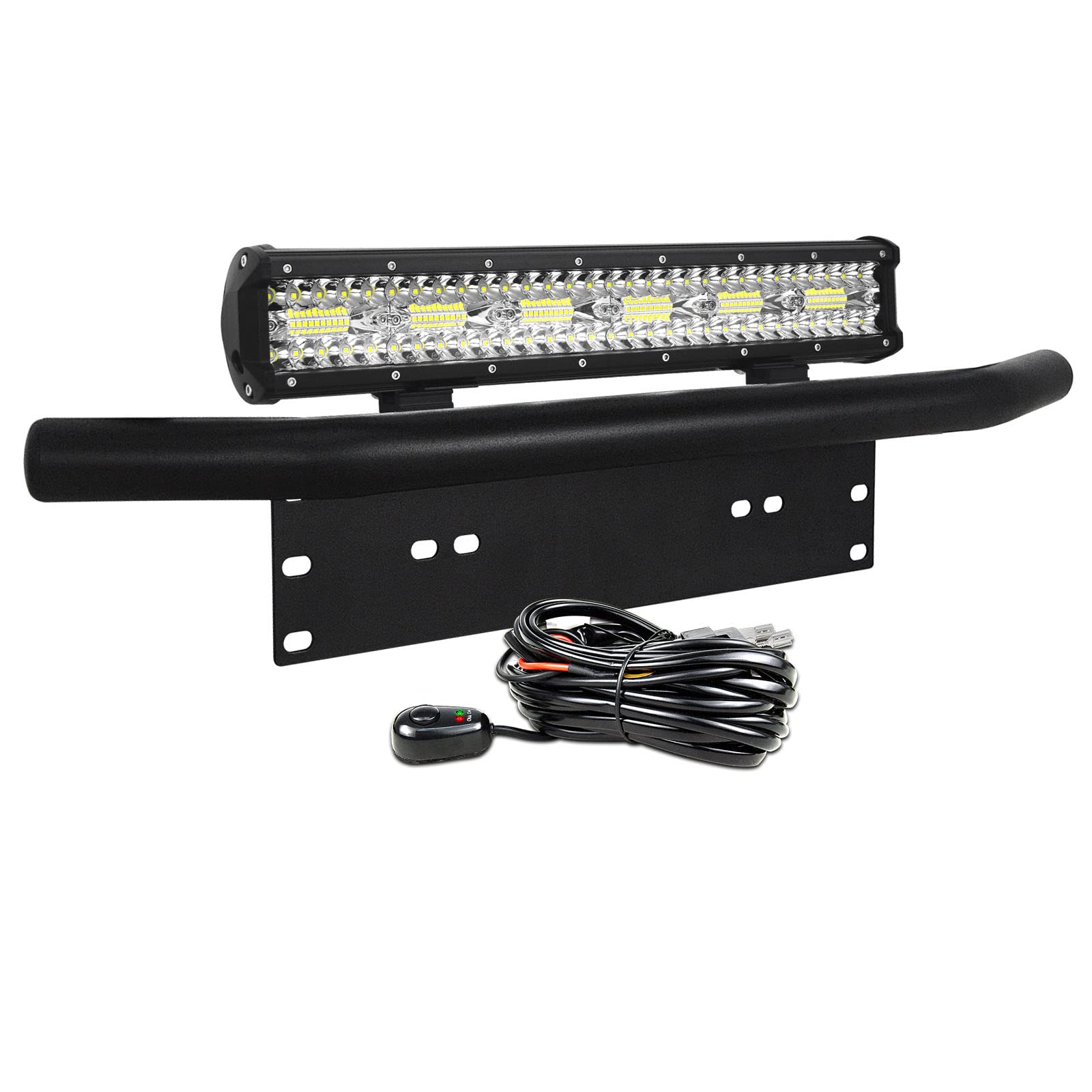 PICAA 15 Zoll 300W LED Lightbar mit Halterung 12V Kabelbaum, Tri-Reihen Led Lichtbalken Arbeitsscheinwerfer 6000K Weiß Wasserdicht für Auto Offroad 4x4 LKW Traktor von PICAA