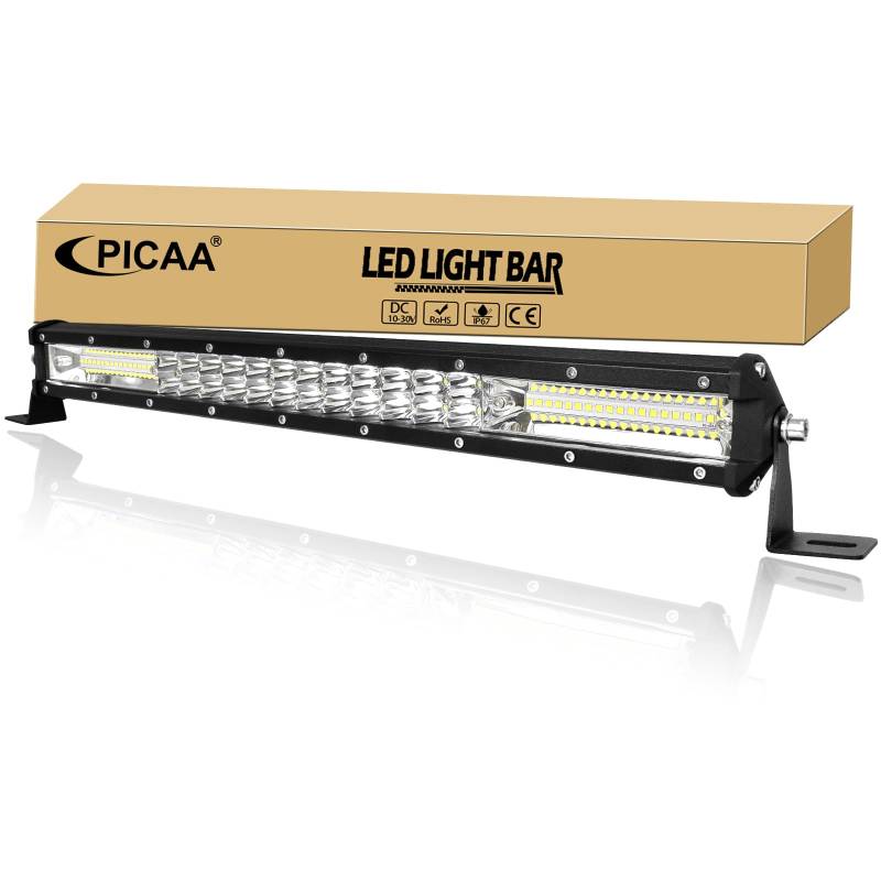 PICAA 20 Zoll 180W LED Lightbar 12V 24V, 6000K Weiß LED Lichtbalken Arbeitsscheinwerfer Bar Wasserdicht für Auto Offroad 4x4 LKW Traktor ATV SUV von PICAA