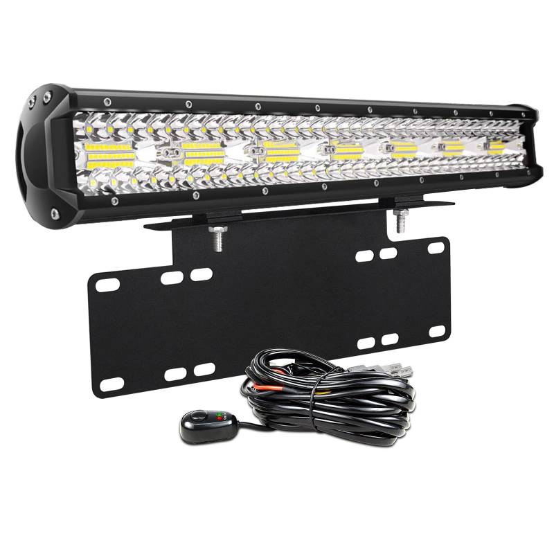 PICAA 20 Zoll 420W LED Lightbar mit Halterung 12V Kabelbaum, 3 Rows LED-Lichtleiste Lichtbalken Arbeitsscheinwerfer 6000K Weiß Wasserdicht für Auto Offroad 4x4 LKW Traktor von PICAA