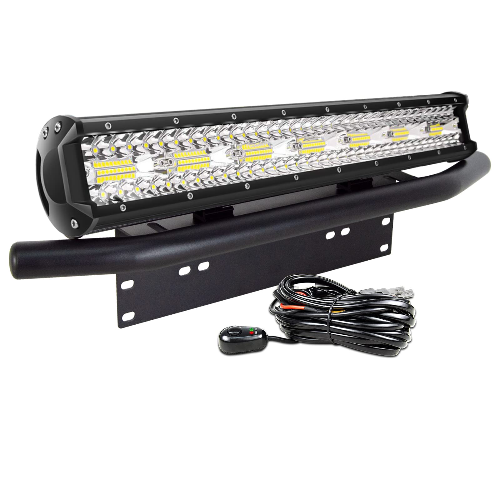 PICAA 20 Zoll 420W LED Lightbar mit Halterung 12V Kabelbaum, Spot Flood Combo LED-Lichtleiste Lichtbalken Arbeitsscheinwerfer 6000K Weiß Wasserdicht für Auto Offroad 4x4 LKW SUV Traktor von PICAA