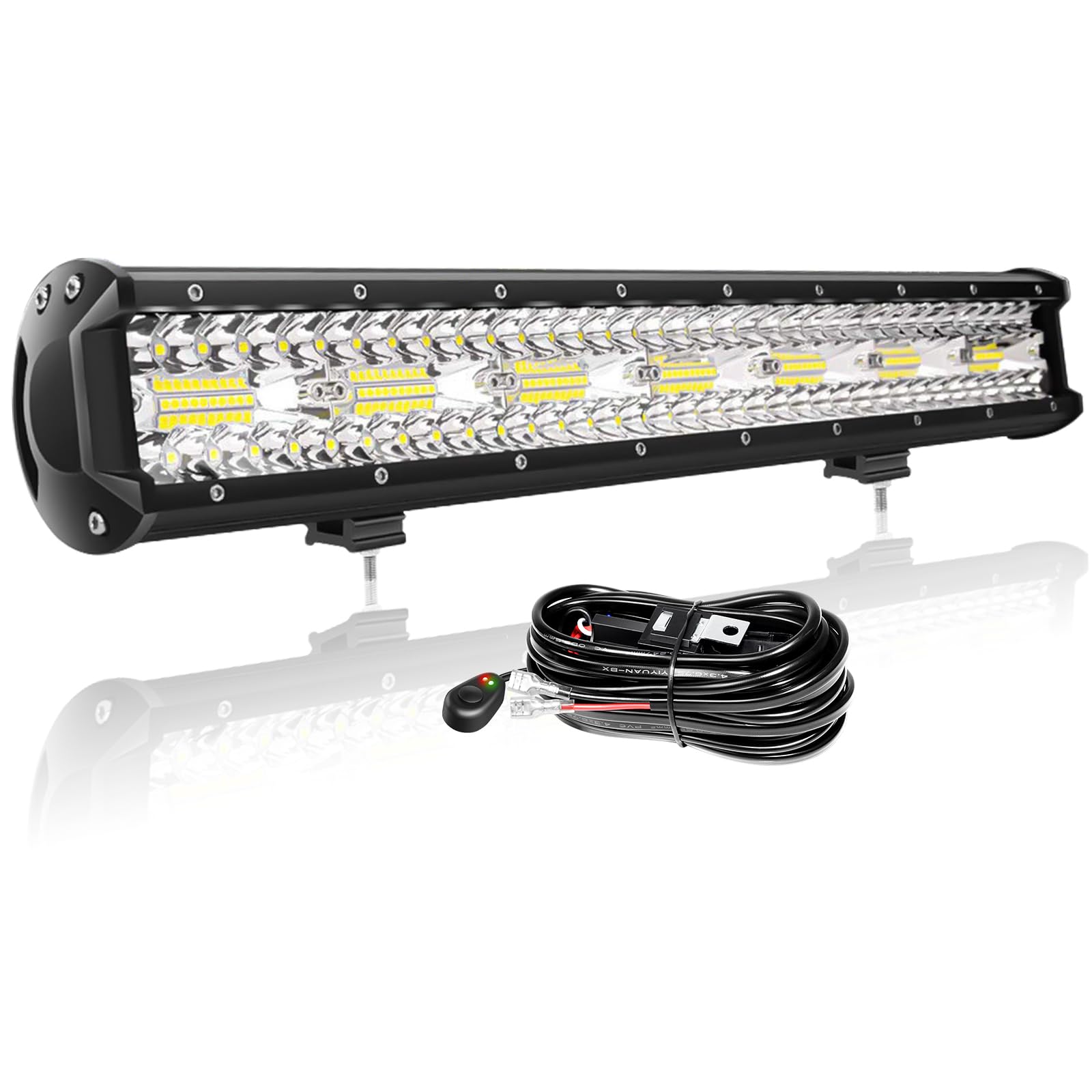 PICAA LED Arbeitsscheinwerfer 20 Zoll 420W LED Lightbar Auto Led Lichtbalken 12V mit Kabelbaum Offroad 4x4 SUV LKW Led Zusatzscheinwerfer von PICAA