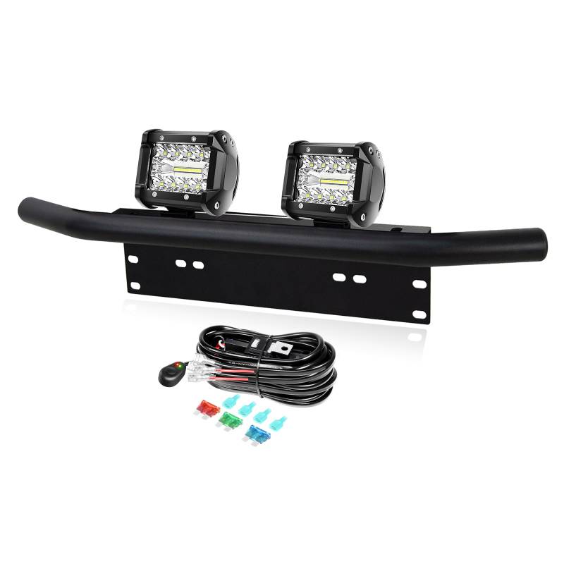 PICAA 2X 4 Zoll 60W LED Arbeitsscheinwerfer mit Halterung 12V Kabelbaum, Spot Flood Combo LED-Lichtleiste Lightbar Lichtbalken 6000K Weiß Wasserdicht für Auto Offroad 4x4 LKW SUV Traktor von PICAA