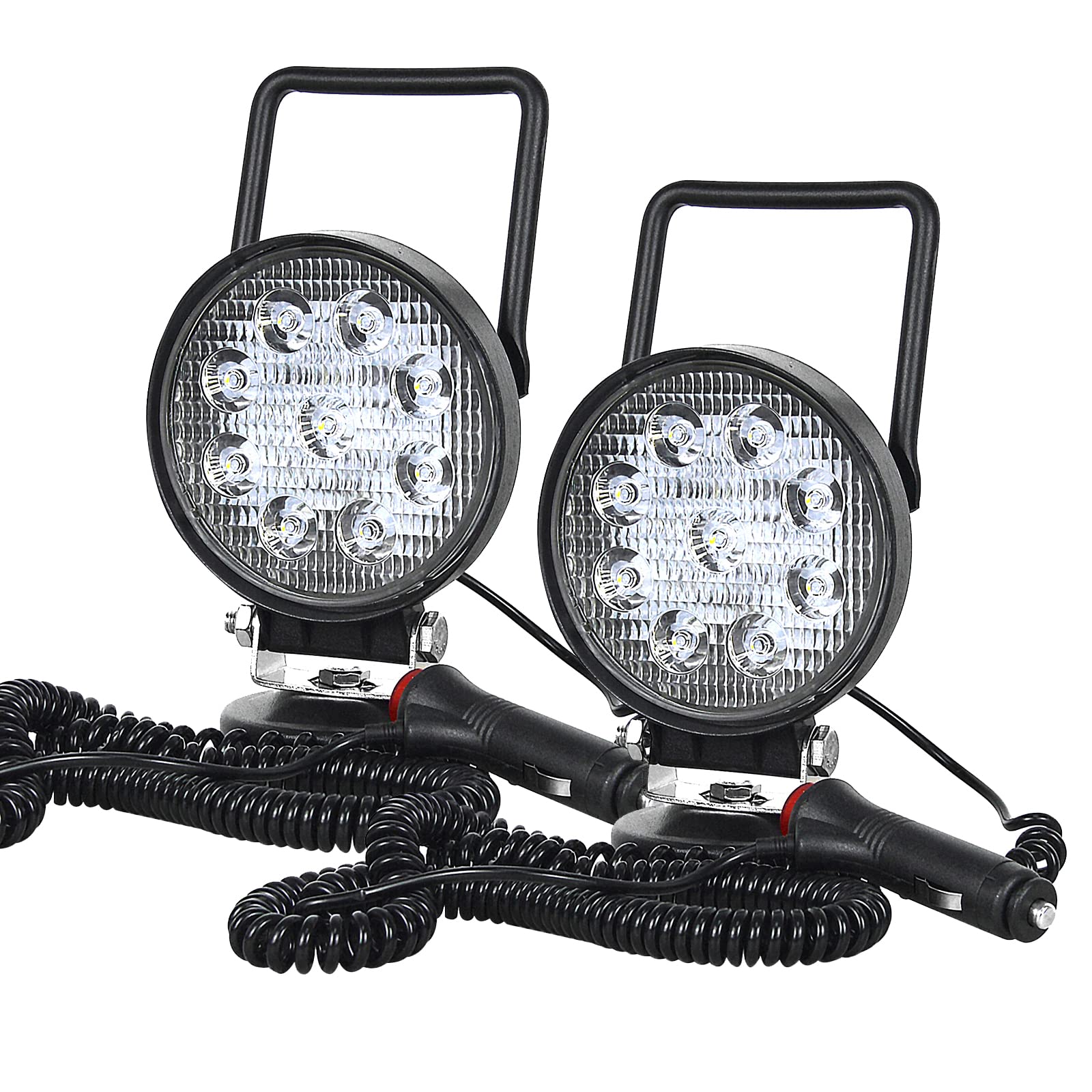 PICAA 2tlg 4 Zoll 27W Magnetische LED Lichtbalken Einstecken Spot Arbeitsscheinwerfer 12V 24V Lightbar für Auto Offroad 4X4 Traktor LKW 6000K Weiß Nebelscheinwerfer von PICAA