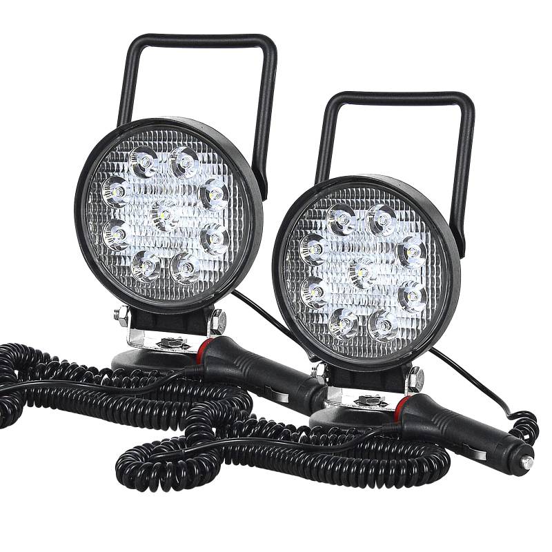 PICAA 2tlg 4 Zoll 27W Magnetische LED Lichtbalken Einstecken Spot Arbeitsscheinwerfer 12V 24V Lightbar für Auto Offroad 4X4 Traktor LKW 6000K Weiß Nebelscheinwerfer von PICAA