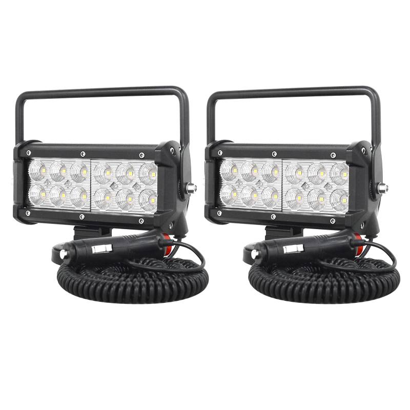 PICAA 2tlg 7 Zoll LED Arbeitsscheinwerfer mit Magnetfuß, 36W Led Flutlicht Lightbar Auto Offroad 4x4 LKW Traktor 12V 24V Zusatzscheinwerfer von PICAA