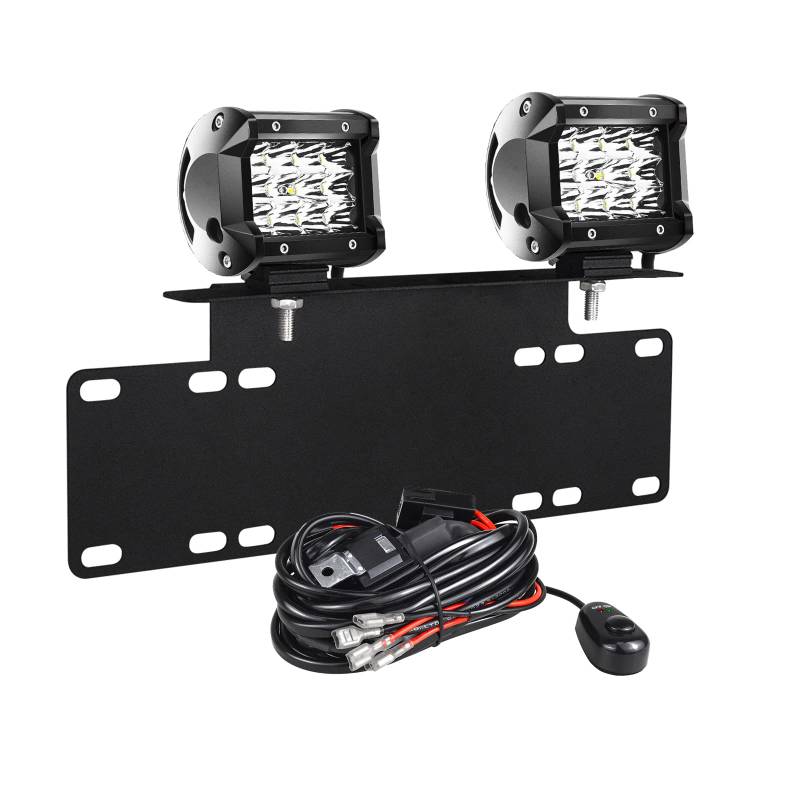 PICAA 2x 4 Zoll 36W LED Arbeitsscheinwerfer mit Halterung 12V Kabelbaum, 3 Rows LED-Lichtleiste Lichtbalken Spotlight Lightbar für Auto Offroad 4x4 LKW Traktor, 6000K Weiß Led Nebelscheinwerfer von PICAA