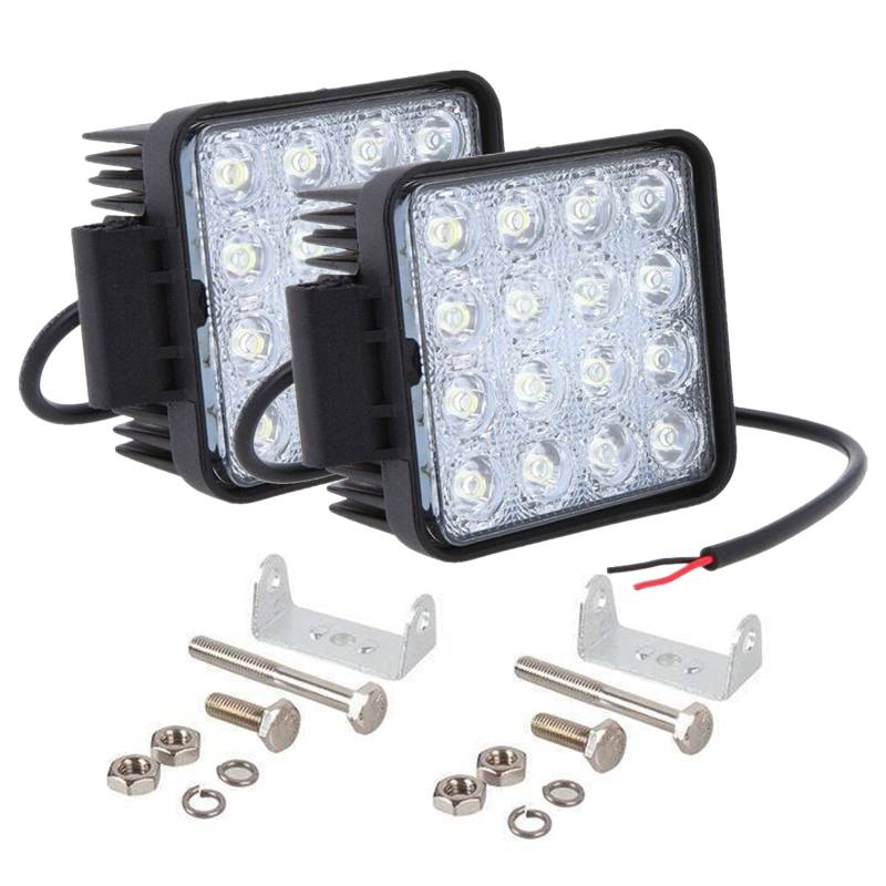 PICAA 2x 4 Zoll 48W LED Arbeitsscheinwerfer, 6000K Weiß Flutlicht Led Lightbar 12V 24V Auto Offroad 4x4 LKW Traktor Zusatzscheinwerfer von PICAA