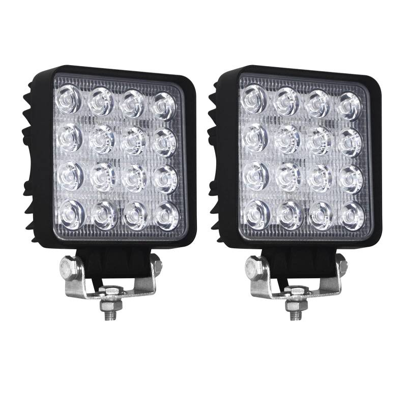 PICAA 2x 4 Zoll 48W LED Arbeitsscheinwerfer, 6000K Weiß Spotlicht Led Lightbar 12V 24V Auto Offroad 4x4 LKW Traktor Zusatzscheinwerfer von PICAA