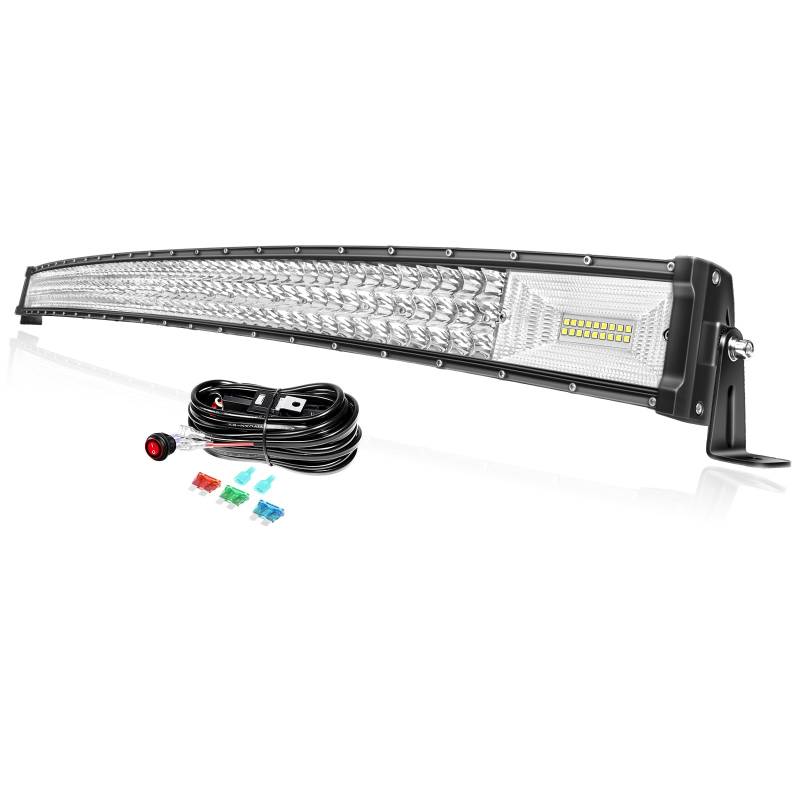 PICAA 3 Rows Gewölbt 50 Zoll LED Lightbar 648W Lichtbalken mit Kabelbaum Kit Arbeitsscheinwerfer Flutlicht Spotlight für Offroad Auto 12V 6000K Weiß von PICAA