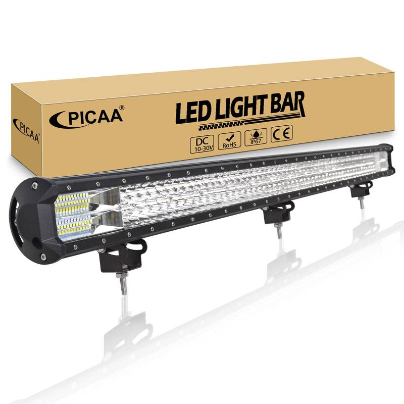 PICAA 45 Zoll 612W 3 Rows LED Lightbar Auto 12V 24V Led Lichtbalken Arbeitsscheinwerfer Bar 6000K Weiß Wasserdicht für Offroad LKW 4WD 4x4 SUV KFZ UTE ATV von PICAA