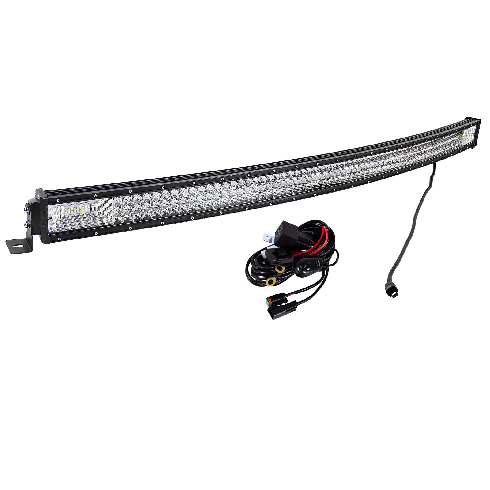 PICAA Gebogen 52 Zoll 675W LED Lightbar mit DT Kabelbaum Kit, Tri-Reihen LED Arbeitsscheinwerfer Lichtbalken 12V 24V Auto Offroad 4x4 Zusatzscheinwerfer von PICAA