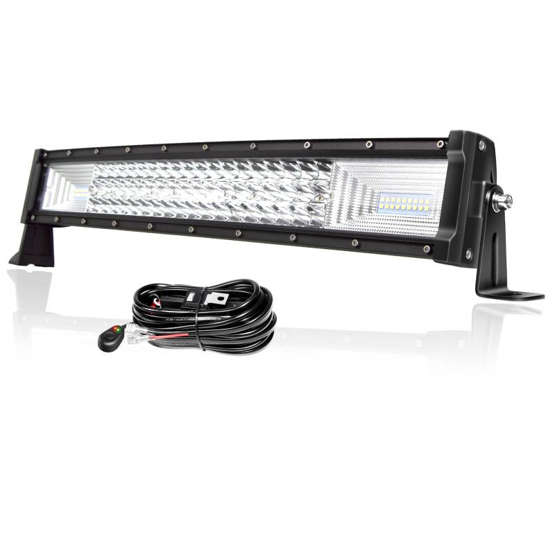 PICAA Led Arbeitsscheinwerfer 22 Zoll 270W Gewolbt Led Lightbar Lichtbalken 12V Mit Kabelbaum, Led Zusatzscheinwerfer Bar für SUV Offroad 4x4 Auto ATV Traktor von PICAA