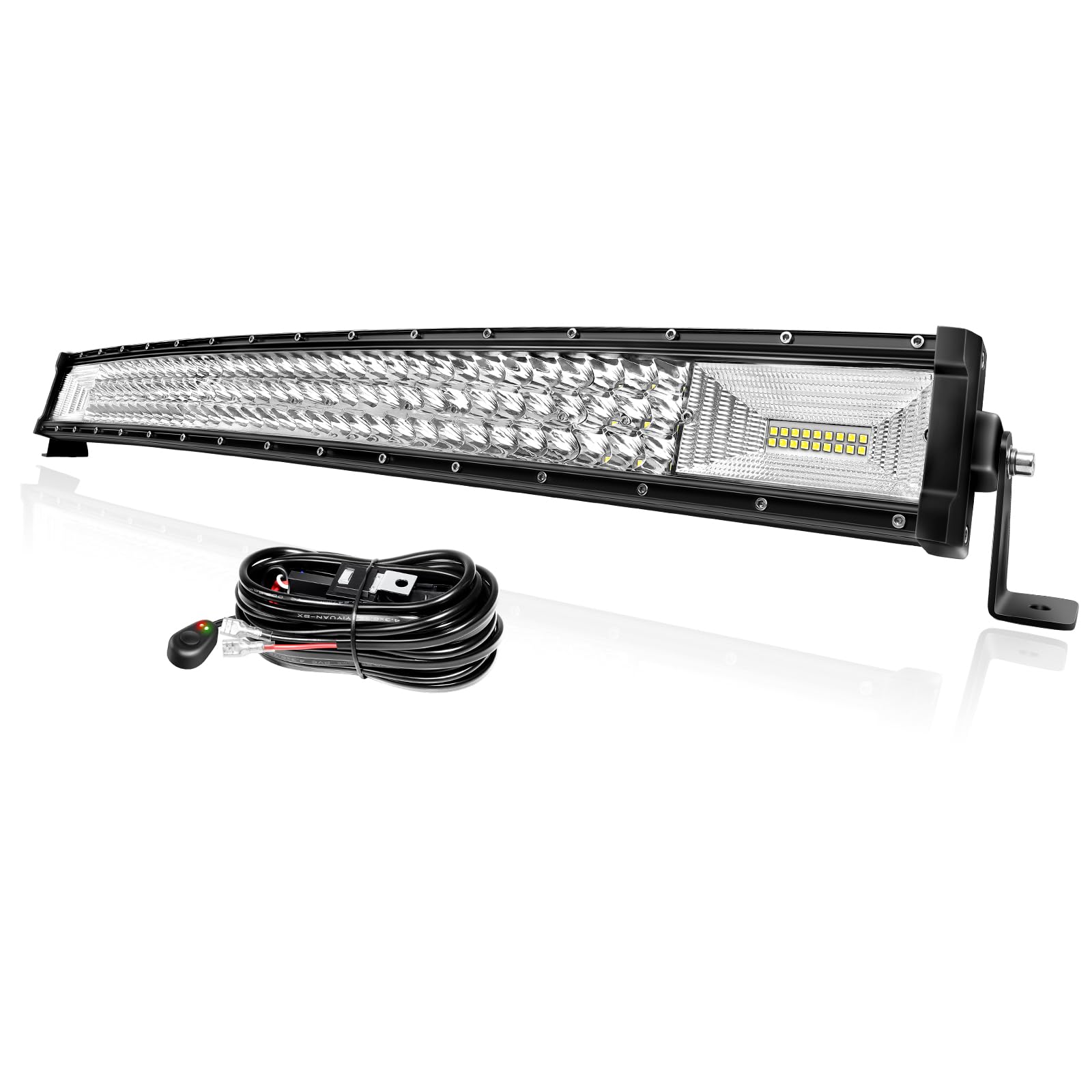 PICAA Led Lightbar 32 Zoll 405W Gewolbt Led Arbeitsscheinwerfer Lichtbalken 12V Mit Kabelbaum, Led Zusatzscheinwerfer Bar für SUV Offroad 4x4 Auto ATV Traktor von PICAA