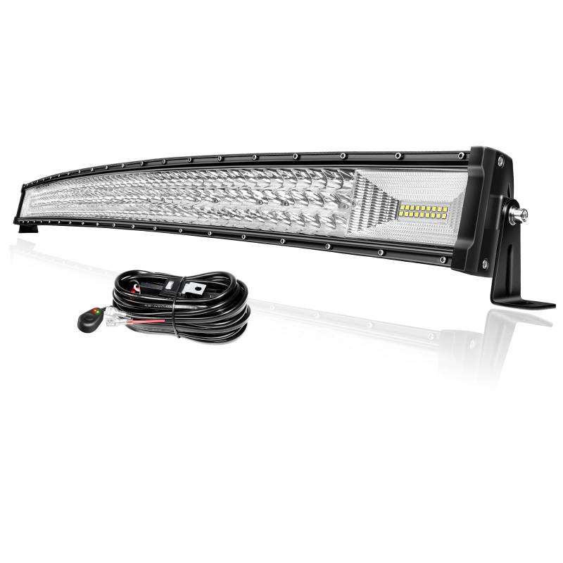 PICAA Led Arbeitsscheinwerfer 42 Zoll 540W Gebogen Led Lightbar Lichtbalken 12V Mit Kabelbaum, Led Zusatzscheinwerfer Bar für SUV Offroad 4x4 Auto ATV Traktor von PICAA