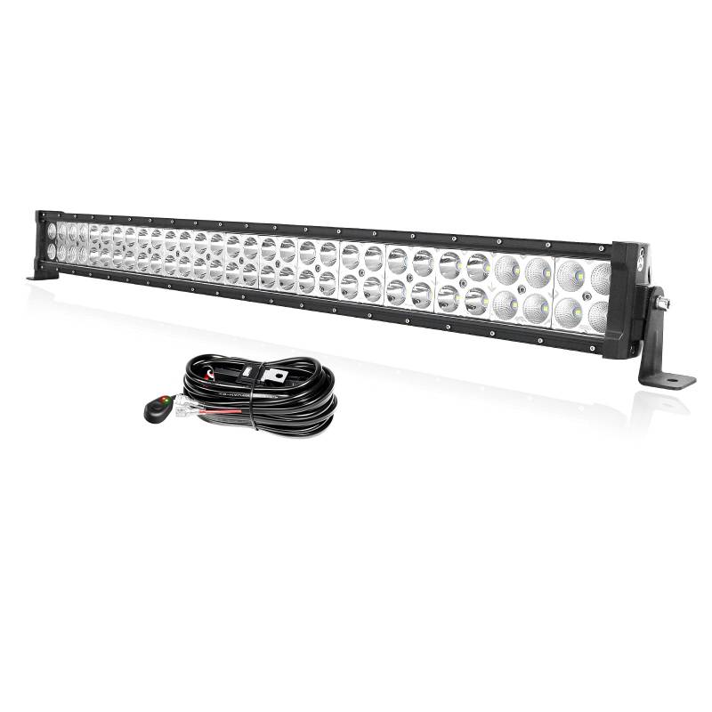 PICAA 32 Zoll 180W LED Arbeitsscheinwerfer mit 12V Kabelbaum Kabelsatz, Gerade Led Lightbar, Flood Spot LED Lichtleiste Auto für Offroad 4x4 LKW SUV KFZ ATV Traktor von PICAA