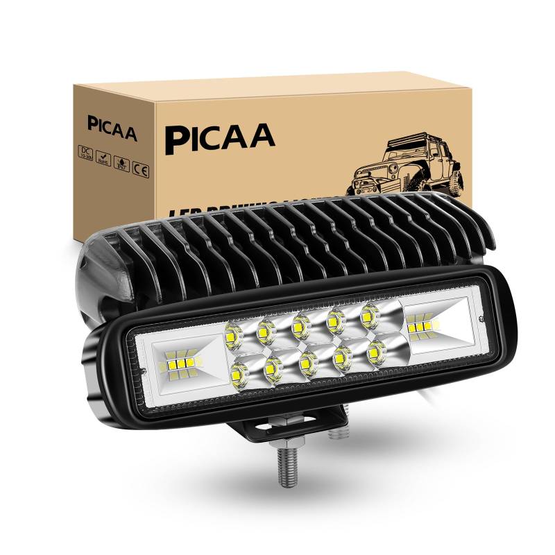 PICAA LED Arbeitsscheinwerfer, 2X 24W 6 Zoll 7D Arbeitsscheinwerfer Traktor 12V 24V Wasserdicht Arbeitslicht led zusatzscheinwerfer für Bagger Traktoren Schlepper Gabelstapler ATV Lkw, offroad von PICAA