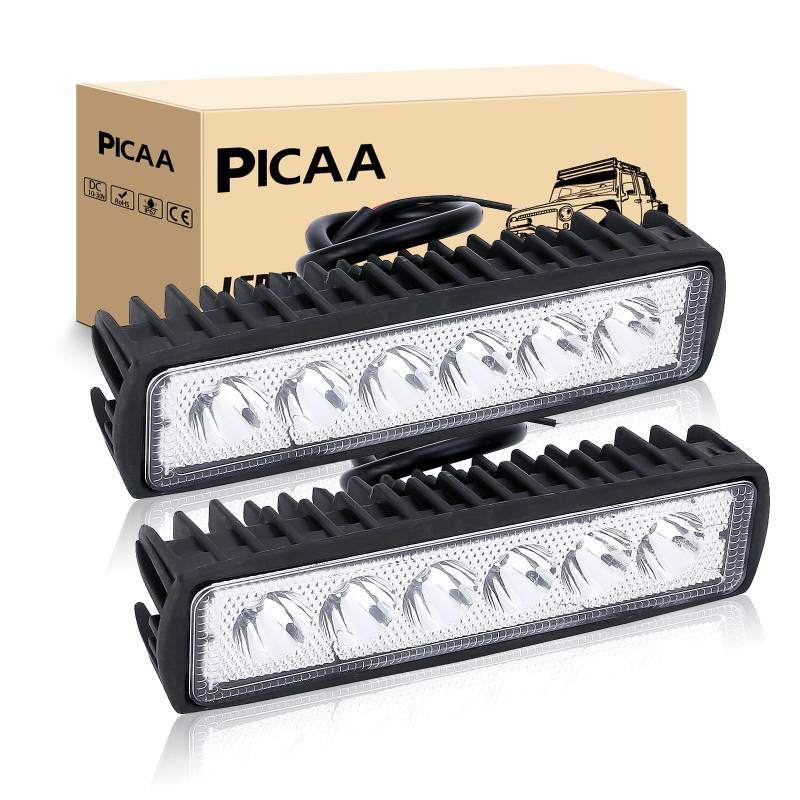 PICAA LED Arbeitsscheinwerfer 2X 18W Slim Arbeitsscheinwerfer Traktor 12V 24V Spotlight Wasserdicht Arbeitslicht led zusatzscheinwerfer für Bagger Traktoren Schlepper Gabelstapler ATV Lkw, offroad von PICAA