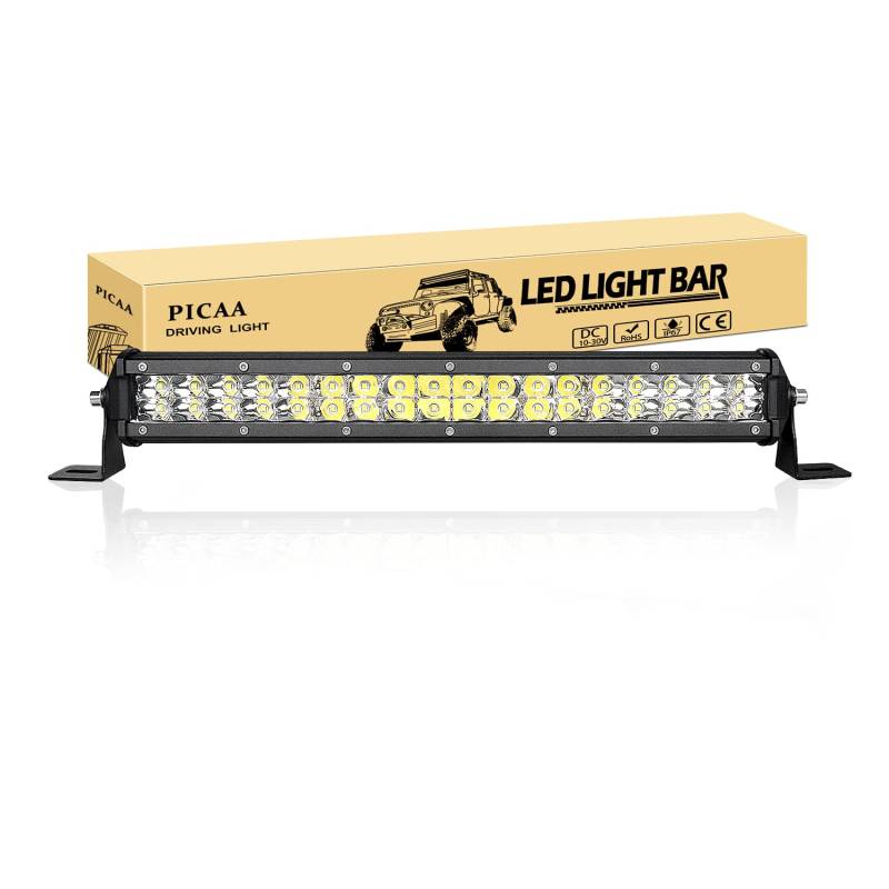 PICAA Led Arbeitsscheinwerfer, 15 Zoll 38CM 108W Led Lichtbalken, 12V 6000K Slim Led Zusatzscheinwerfer Bar Spot LED Arbeit Licht Bar für SUV Offroad ATV UTV Traktor 4x4 Auto von PICAA