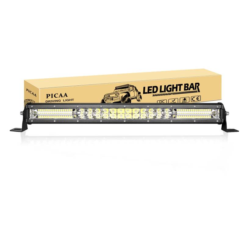 PICAA Led Arbeitsscheinwerfer, 20 Zoll 50CM 180W 7D Led Lichtbalken, 12V Slim Spot Flutlicht Kombination Led Zusatzscheinwerfer Bar LED Arbeit Licht Bar für SUV Offroad ATV UTV Traktor 4x4 Auto von PICAA