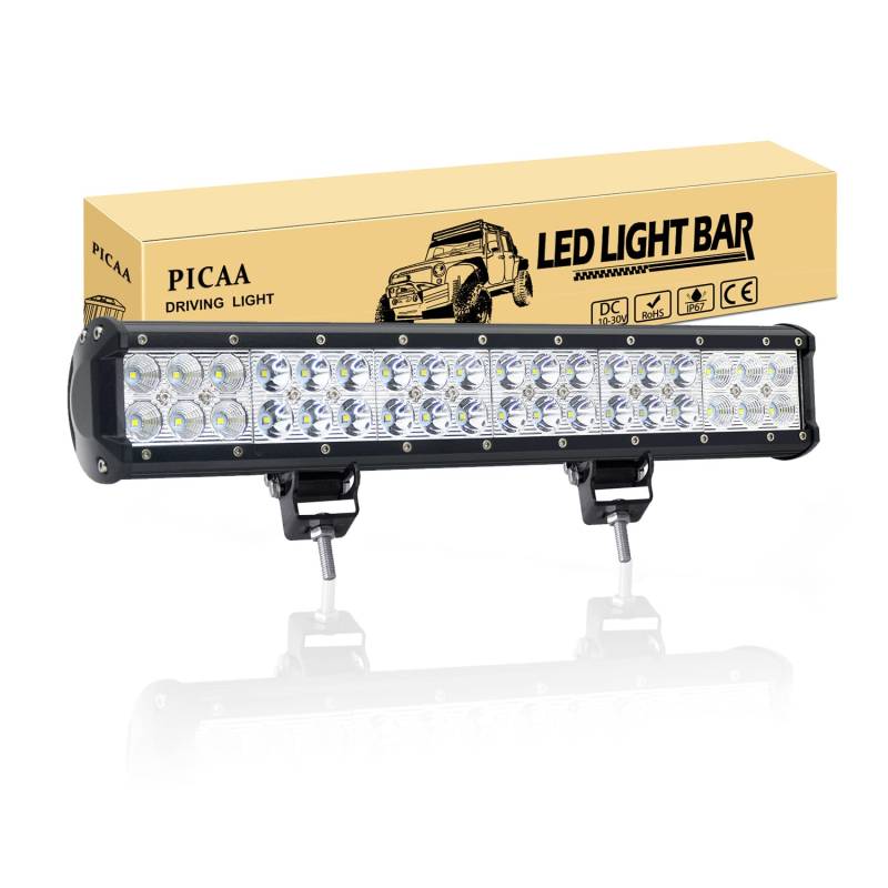 PICAA Led Arbeitsscheinwerfer 17 Zoll 45CM 108W Zweireihiges Led Lichtbalken 12V Led Zusatzscheinwerfer Bar Spot Flutlicht Kombination LED Arbeit Licht Bar für SUV Offroad ATV UTV Traktor 4x4 Auto von PICAA