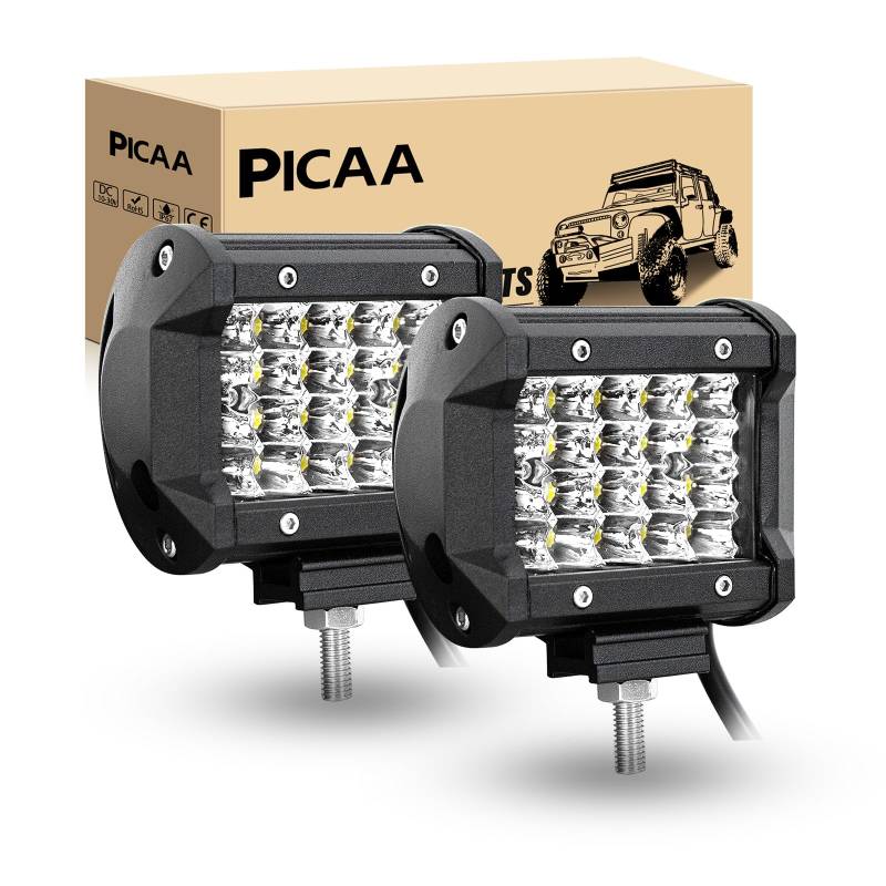 PICAA Led Arbeitsscheinwerfer 2X4 Zoll 10 CM 60W 9D Led Lichtbalken 12V 24V 6000K Led Zusatzscheinwerfer Bar Spot LED Arbeit Licht Bar für SUV Offroad ATV UTV Traktor 4x4 Auto von PICAA