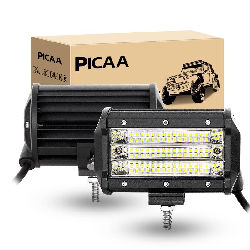 PICAA Led Arbeitsscheinwerfer 2X5 Zoll 13.5 CM 135W 9D Led Lichtbalken 12V 24V 6000K Led Zusatzscheinwerfer Bar Flood LED Arbeit Licht Bar für SUV Offroad ATV UTV Traktor 4x4 Auto von PICAA