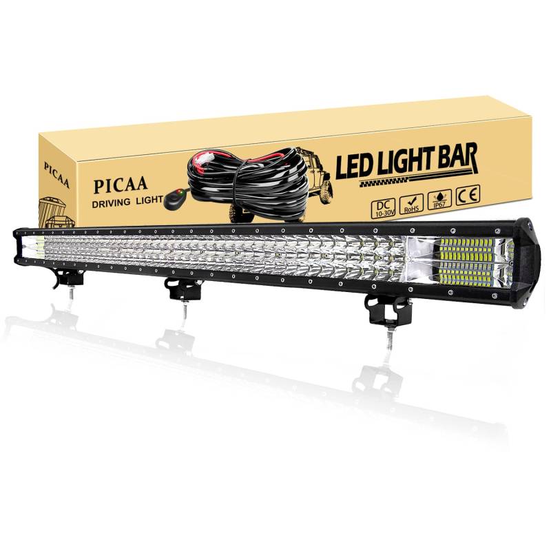 PICAA Led Arbeitsscheinwerfer 39 Zoll 100.5CM 540W Led Lichtbalken 12V Mit Kabelbaum Led Zusatzscheinwerfer Bar Spot Flutlicht LED Arbeit Licht Bar für SUV Offroad ATV UTV Traktor 4x4 Auto von PICAA