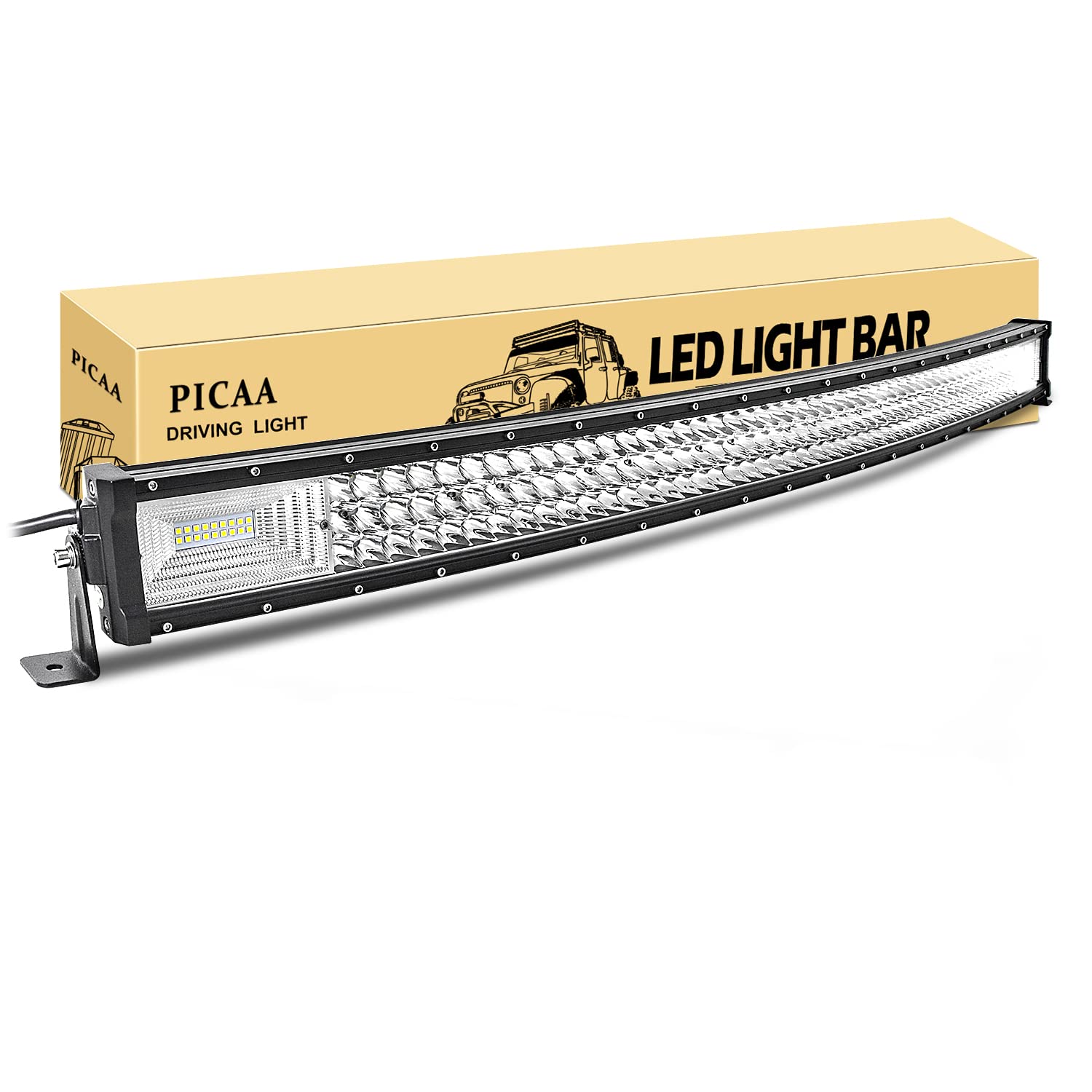 PICAA Led Arbeitsscheinwerfer 42 Zoll 104CM 540W Gewolbt Led Lichtbalken 12V 24V Gewolbt Drei Reihen Led Zusatzscheinwerfer Bar LED Arbeit Licht Bar für SUV Offroad ATV UTV Traktor 4x4 Auto von PICAA