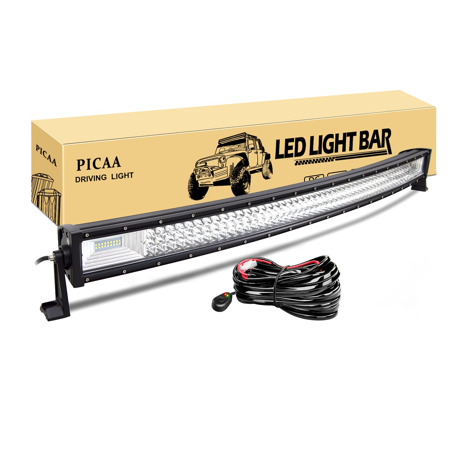 PICAA Led Arbeitsscheinwerfer 42 Zoll 106CM 540W Led Lichtbalken 12V Mit Kabelbaum Gewolbt Led Zusatzscheinwerfer Bar Spot Flutlicht LED Arbeit Licht Bar für SUV Offroad ATV UTV Traktor 4x4 Auto von PICAA