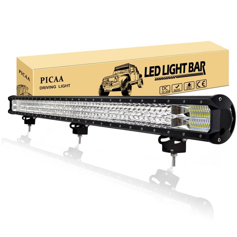 PICAA Led Arbeitsscheinwerfer 45 Zoll 114CM 612W Led Lichtbalken 12V 24V 6000K Led Zusatzscheinwerfer Bar Spot Flutlicht Kombination LED Arbeit Licht Bar für SUV Offroad ATV UTV Traktor 4x4 Auto von PICAA