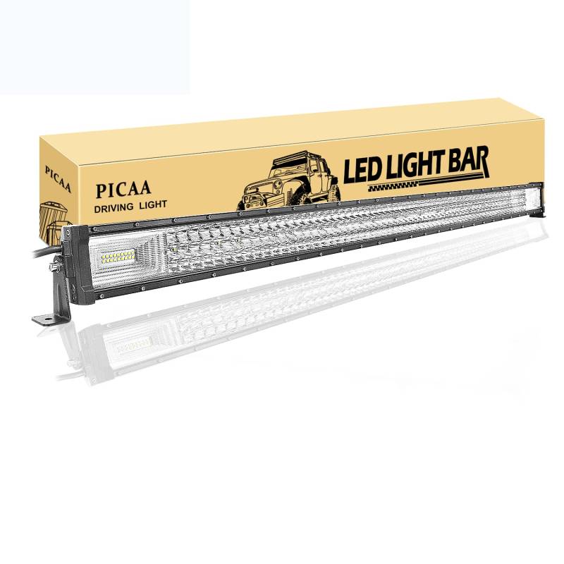 PICAA Led Arbeitsscheinwerfer 52 Zoll 130CM 675W Led Lichtbalken 12V 24V Drei Reihen Led Zusatzscheinwerfer Bar Spot Flutlicht LED Arbeit Licht Bar für SUV Offroad ATV UTV Traktor 4x4 Auto von PICAA