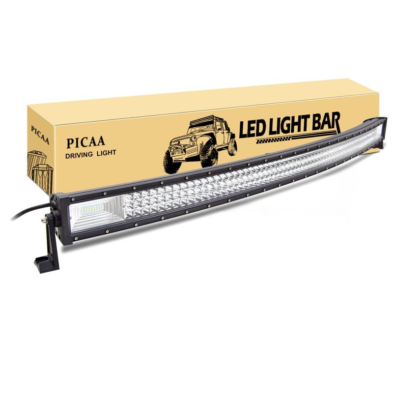 PICAA Led Arbeitsscheinwerfer 52 Zoll 131CM 675W Led Lichtbalken 12V 24V Gewolbt Led Zusatzscheinwerfer Bar Spot Flutlicht LED Arbeit Licht Bar für SUV Offroad ATV UTV Traktor 4x4 Auto von PICAA