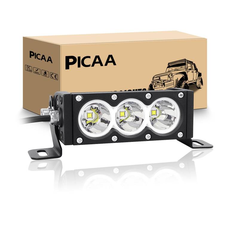 PICAA Led Arbeitsscheinwerfer 6 Zoll 15.5CM 45W einzelne Reihe Led Lichtbalken 12V Slim Led Zusatzscheinwerfer Bar Spot LED Arbeit Licht Bar für SUV Offroad ATV UTV Traktor 4x4 Auto von PICAA