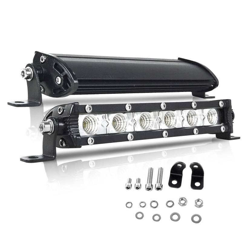 PICAA Led Arbeitsscheinwerfer 7 Zoll 22.5CM 30W einzelne Reihe Led Lichtbalken 12V Slim Led Zusatzscheinwerfer Bar Flutlicht LED Arbeit Licht Bar für SUV Offroad ATV UTV Traktor 4x4 Auto (2 Stück) von PICAA