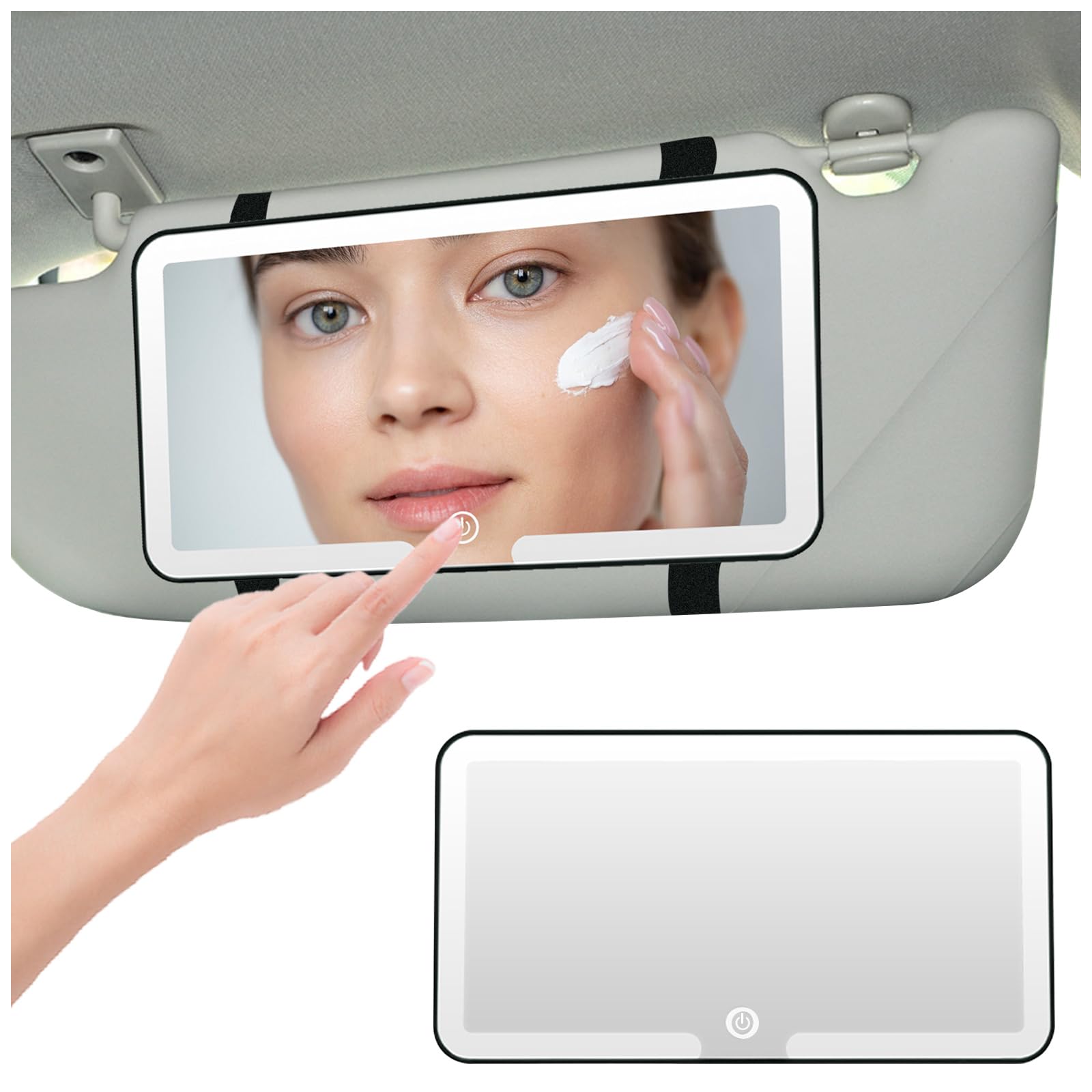 PICKONA Auto Kosmetikspiegel mit LED-Lichtern, Auto Schminkspiegel mit 3 Lichtmodi, Wiederaufladbare Sonnenblende Make-up Spiegel, Sonnenblende Spiegel mit Licht Kosmetikspiegel mit Touch On Screen von PICKONA