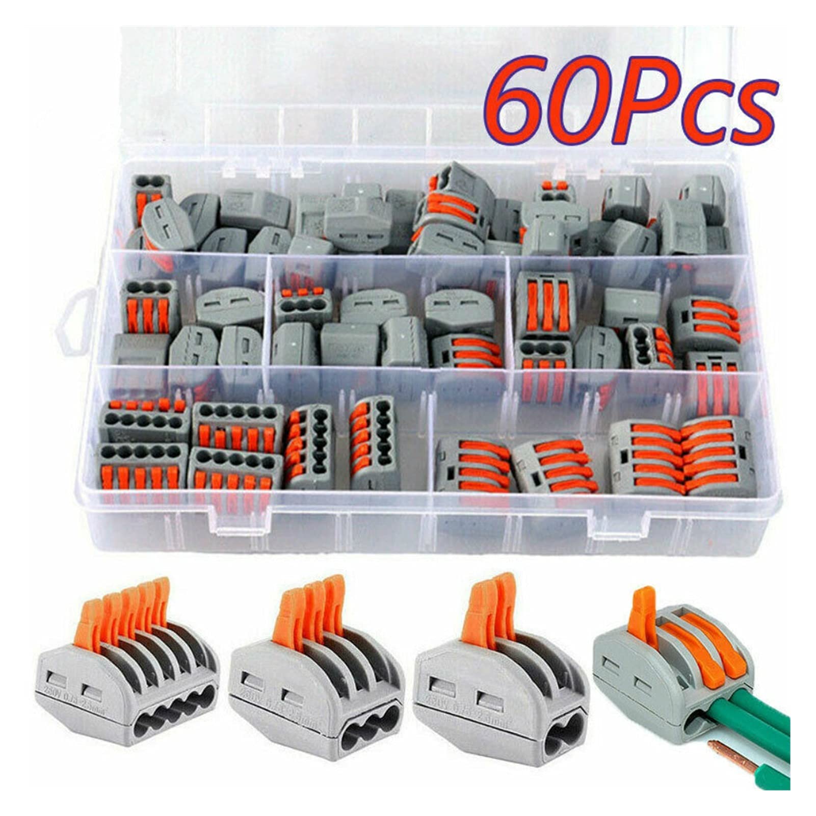 Hengliang Store 30/60 stücke Elektrische Steckverbinder Drahtblockklemme Klemmenkabel Wiederverwendbare Anschlüsse für Drähte Gehäuse für Elektronik(30Pcs) von PIKETU