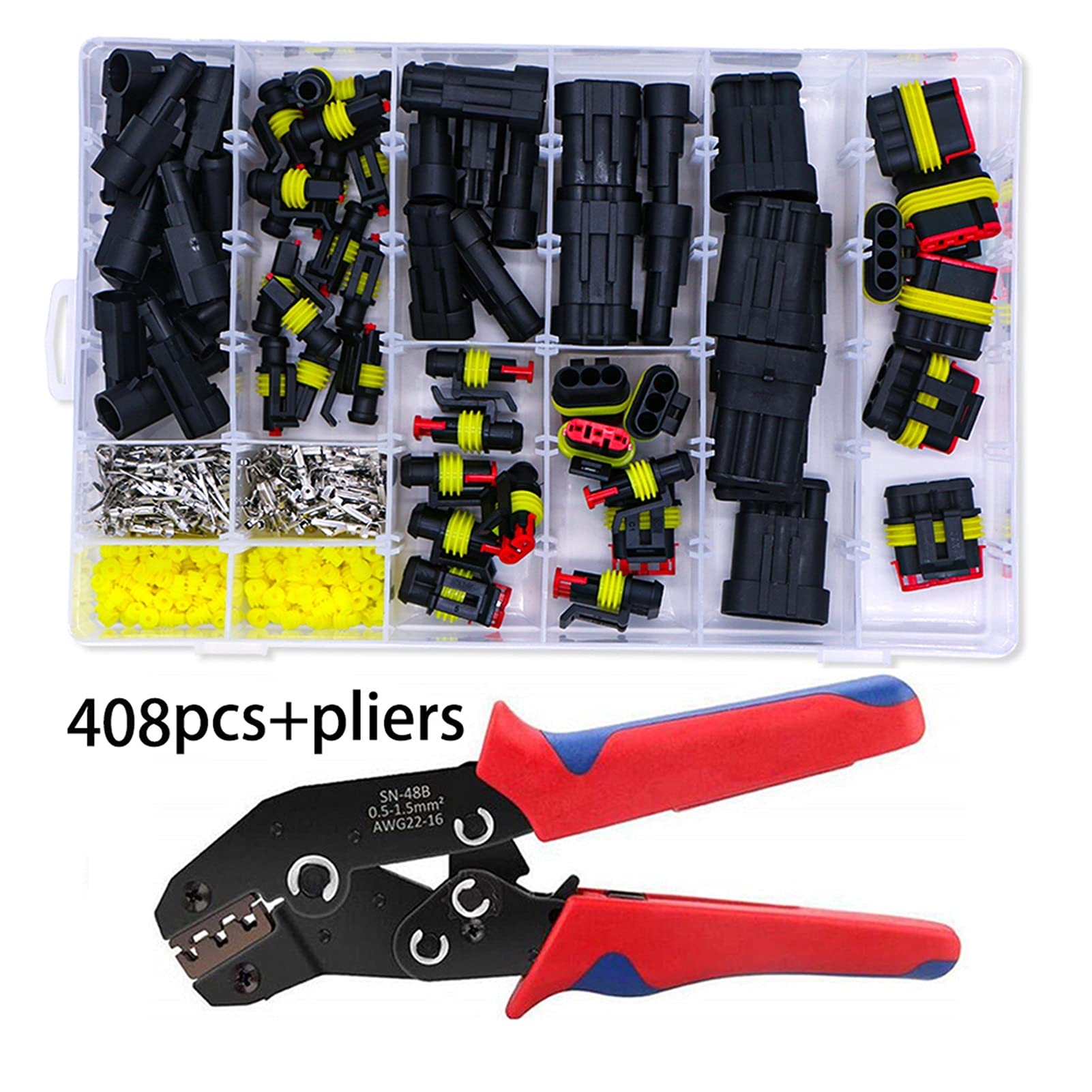 Hengliang Store 352/708 stücke lenkungen eléctricos Bergsteiger eléctricos draht connecteur wasserdicht 2/3/4 pin 26 setzt Anschluss terminal 12a(408pcs and Pliers) von PIKETU