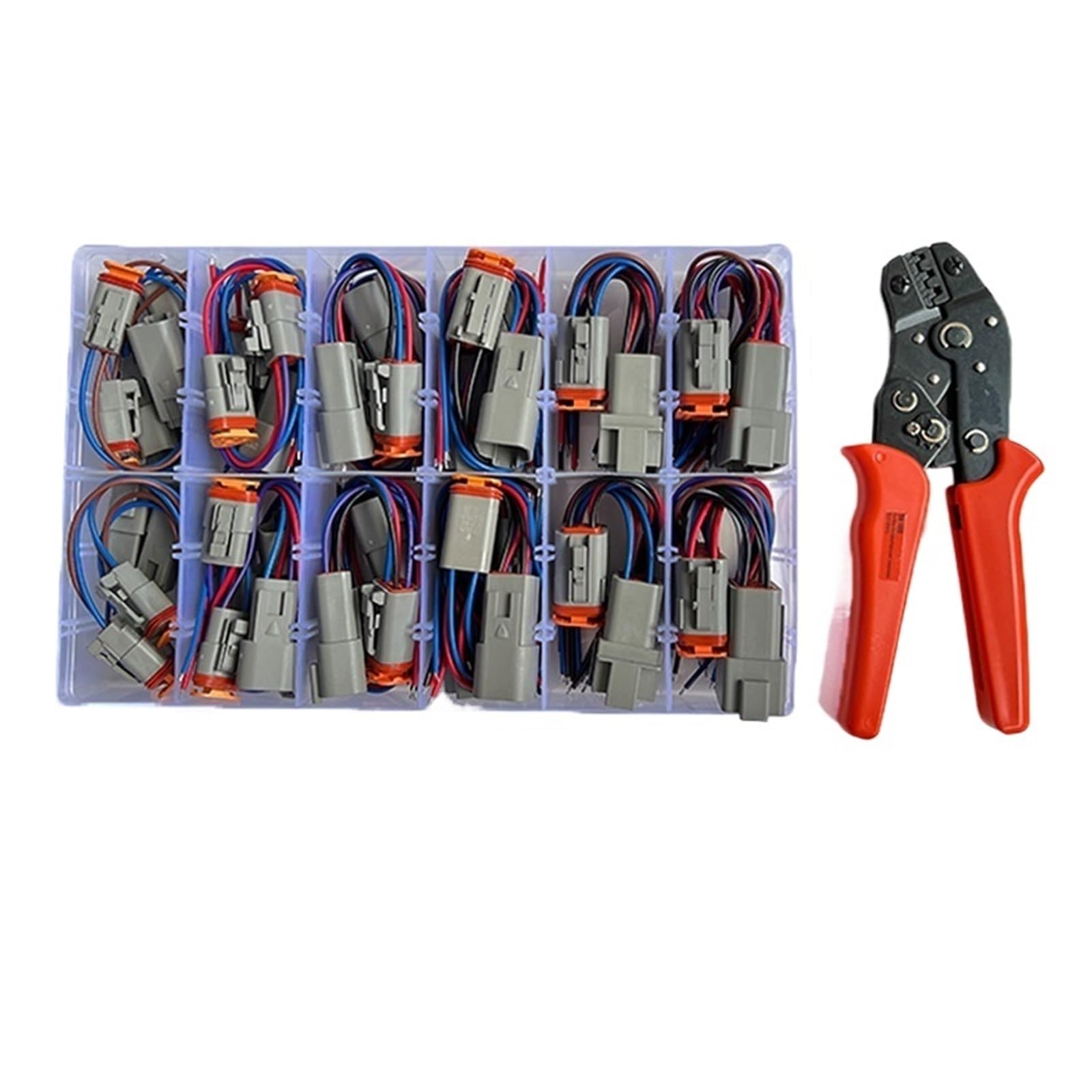 PIKETU Hengliang Store De/uts/ch DT Series Kit p/lug Kabelbaum 2 3 4 6 8 12-polig automatisch versiegelt wat/erp/;ro/ofW Elektronischer Stecker mit Kabel DT06-2S DT04-2P (Box und Werkzeug) von PIKETU