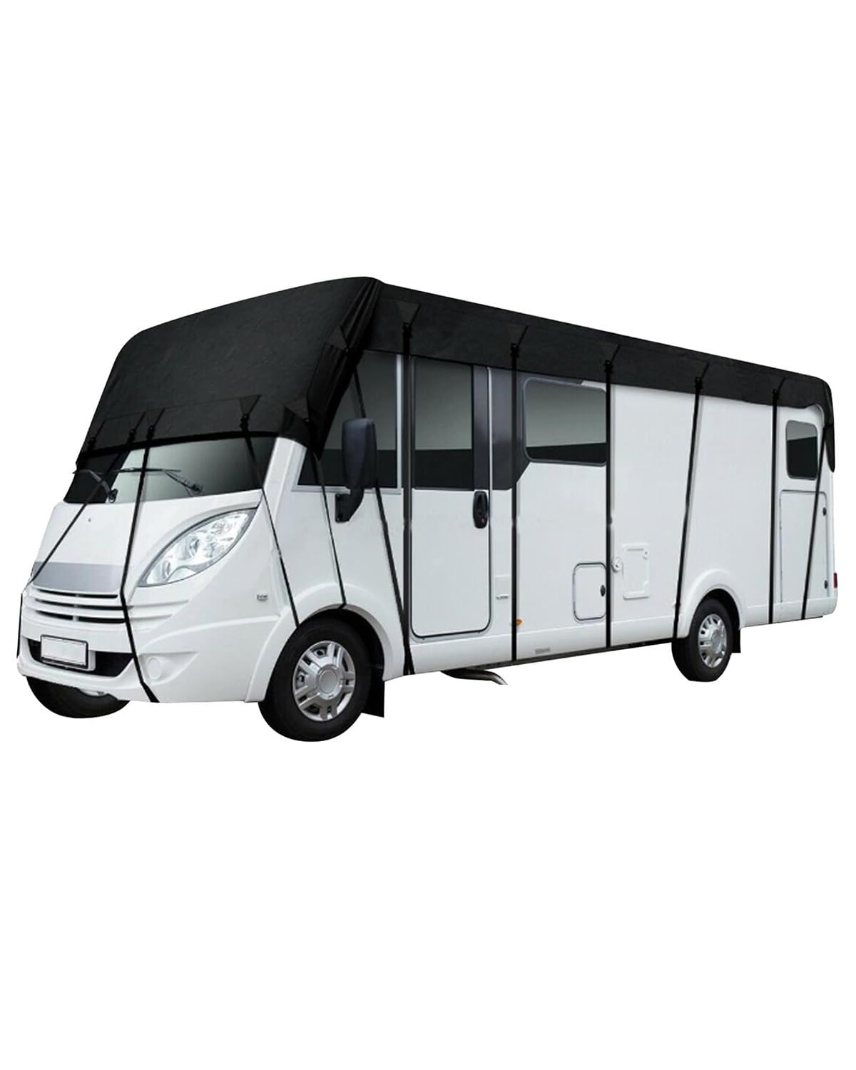 Wohnmobilabdeckungen Für 210D wasserdichte RV-Dachabdeckung RV-Plane Wohnwagen Autoabdeckung Wind- Und Staubdicht Sonnenschutz Wasserdicht Faltbar Wohnmobil Schutzhülle(Black,5 * 3M) von PIKUHS