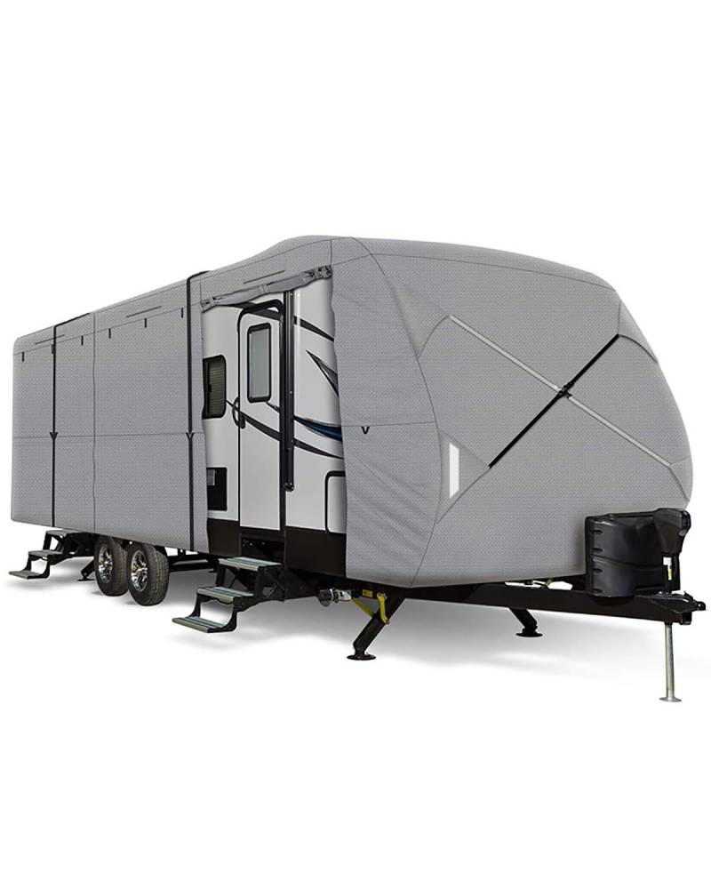 Wohnmobilabdeckungen Für Vlies-RV-Abdeckung Outdoor-Camping All-Inclusive-Camping-Autoabdeckung Staubdichte Sonnenschutz-Reiseanhänger-Abdeckung Wohnmobil Schutzhülle(220 x 104 x 102 inches) von PIKUHS