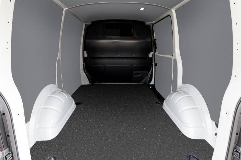 Antirutschmatte Ford Transit Custom, 10/2023-heute - Auswahl alle Modellvarianten und Längen (L2 5450mm - Schiebetür beidseitig - Heckklappe, Schwarze Wanne Vinylboden) von PIQUP