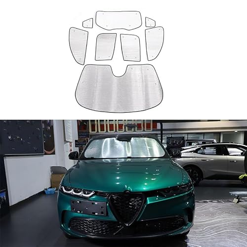 Auto Faltbar Auto Sonnenblende Kompatibel mit Alfa Romeo Tonali,8 Stücke Frontscheibe Sonnenschutz Auto UV Schutz Universal Autofenster Sonnenschutz von PIUGILH