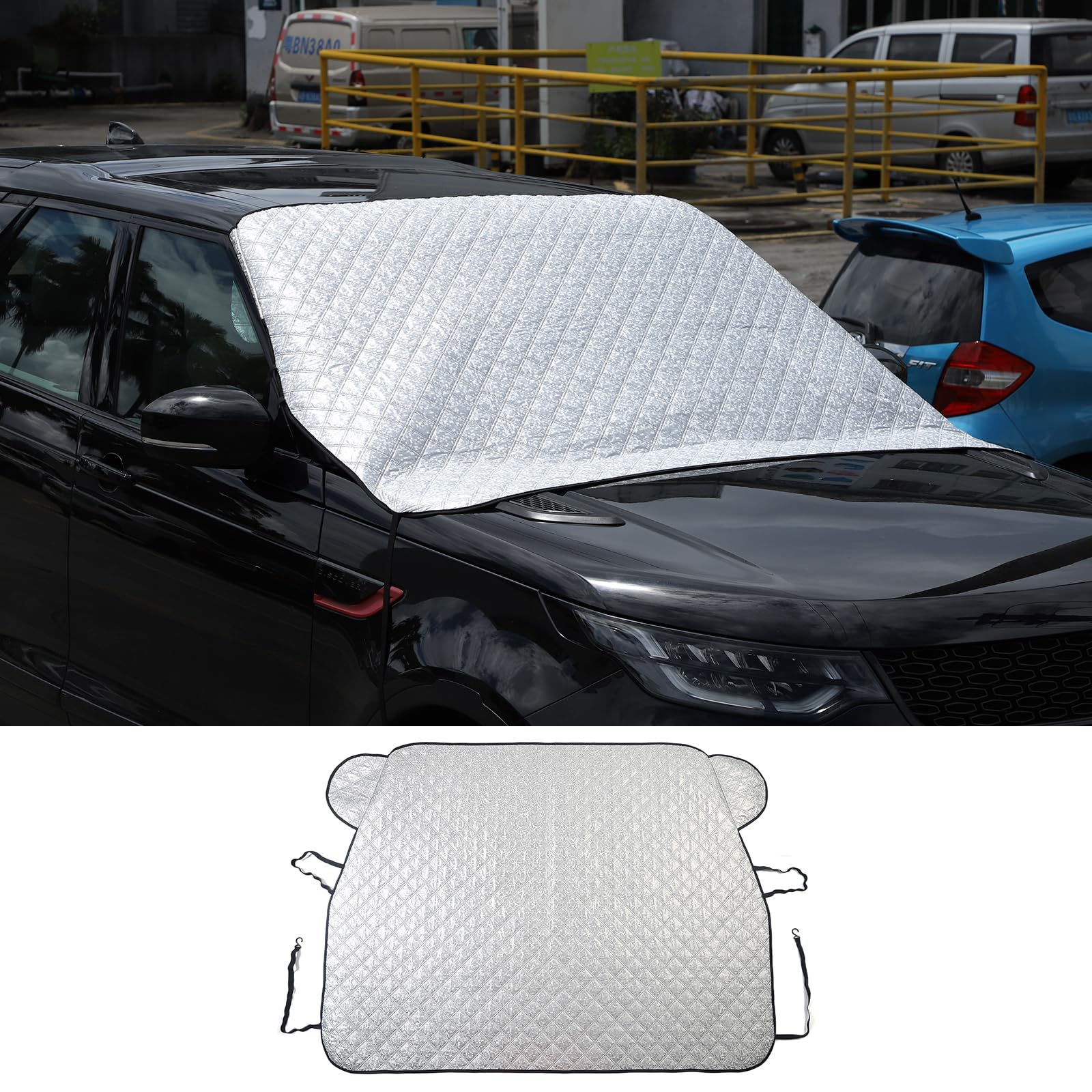 Auto Frontscheibenabdeckung Winter Für Autos,Frostschutz Auto Frontscheibe, Faltbare Frostabdeckung gegen Schnee, Frost, UV-Schutz,Auto Windschutzscheibenabdeckung (Kleiner Pickup 164cmx123.5cm) von PIUGILH