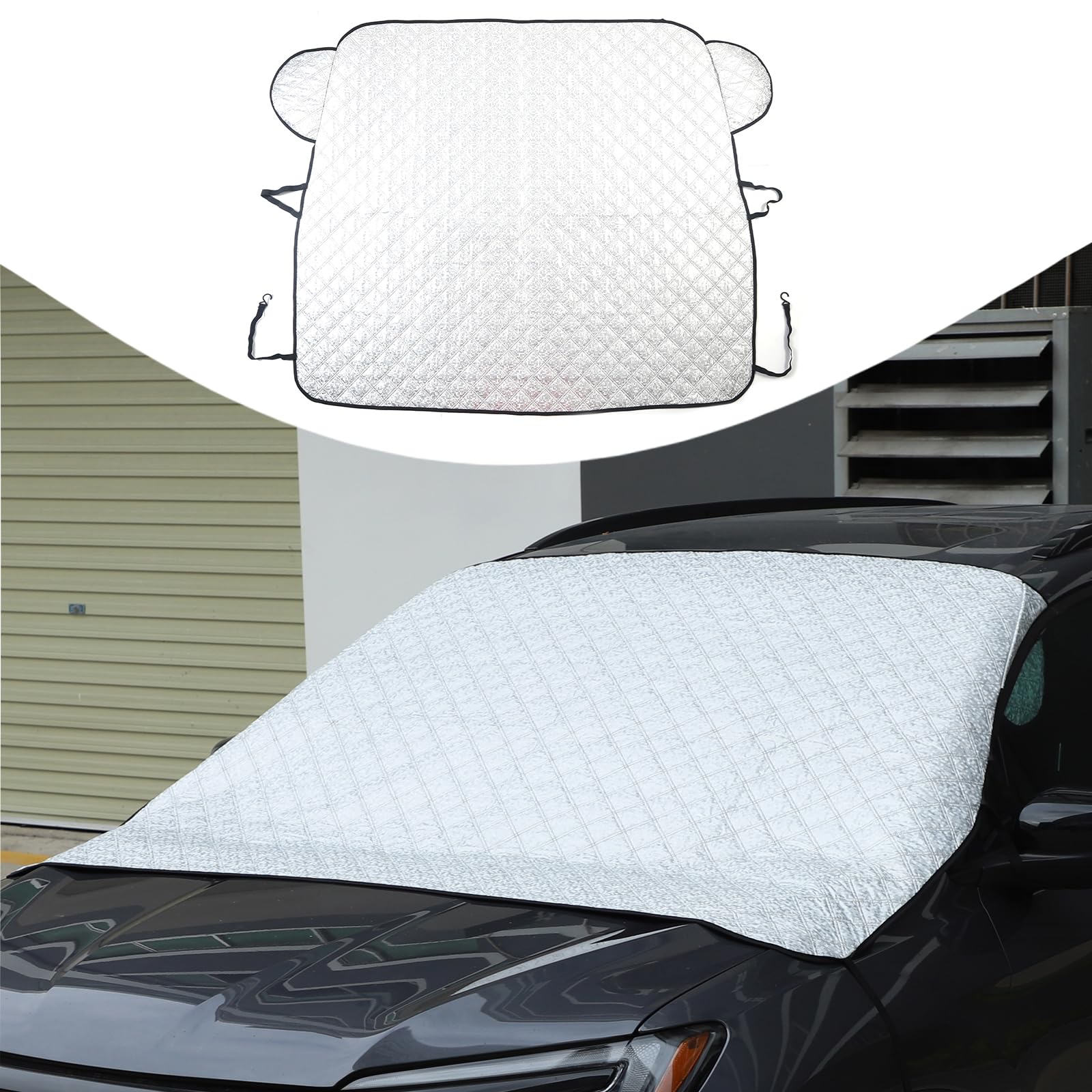 Auto Frontscheibenabdeckung Winter Für Autos,Frostschutz Auto Frontscheibe, Faltbare Frostabdeckung gegen Schnee, Frost, UV-Schutz,Auto Windschutzscheibenabdeckung (Mittelgroße SUV 158cmx138.5cm) von PIUGILH