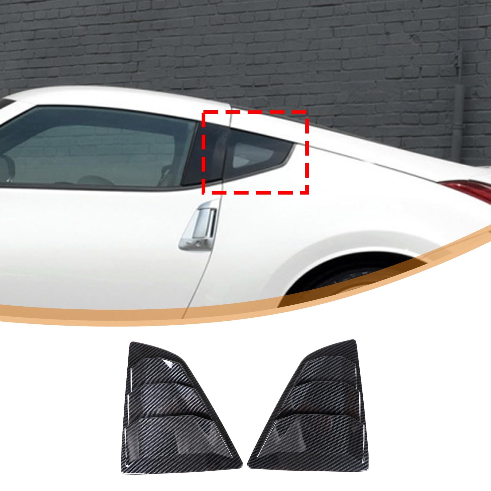 Auto Heckscheibe Glas Jalousien Abdeckung Trim Geeignet für Nissan 370Z 2009-2020,Hinten Tür Dreieck Glas Fenster Shutter Dekorativer Rahmen,Auto Exterieur Zubehör von PIUGILH