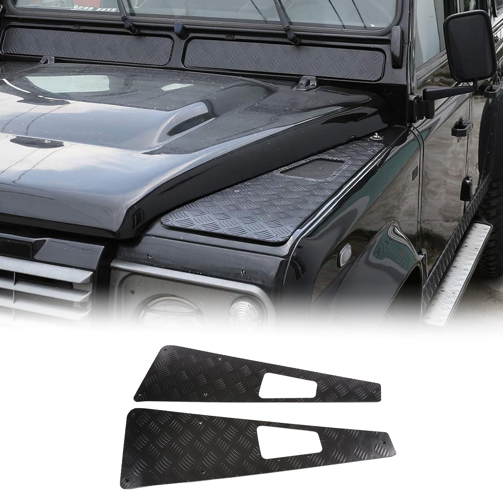 Auto Motorhaubenschutzplatte Geeignet für Land Rover Defender 2004-2018,Haubenschutzplatte für Land Rover Defender Zubehör,Auto Außen Trim Zubehör von PIUGILH