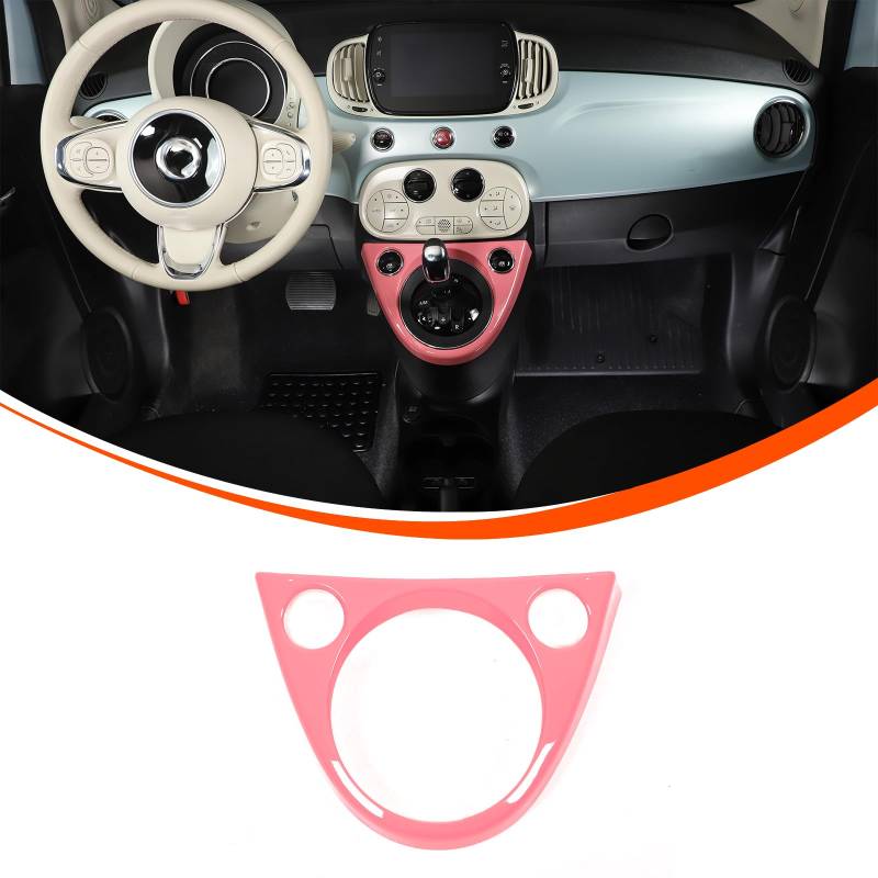 Auto Schaltrahmen verkleidung Panel Cover Geeignet für Fiat 500 2011-2024,Getriebe Shift Panel Rahmen Dekorative für Fiat 500 Zubehör,Auto MitteKonsole Dekoration Panel (Rosa) von PIUGILH