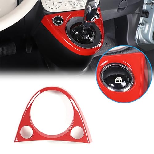 Auto Schaltrahmen verkleidung Panel Cover Geeignet für Fiat 500 2011-2024,Getriebe Shift Panel Rahmen Dekorative für Fiat 500 Zubehör,Auto MitteKonsole Dekoration Panel (Rot) von PIUGILH